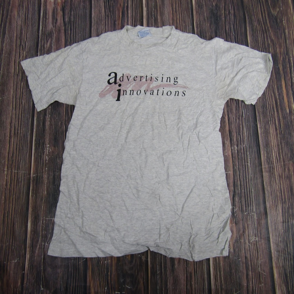 Vintage Advertising Innovations Shirt Mens Medium Gray AllSport USA 90s